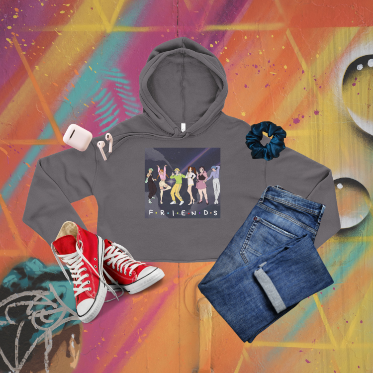 Anime Friends Crop Hoodie