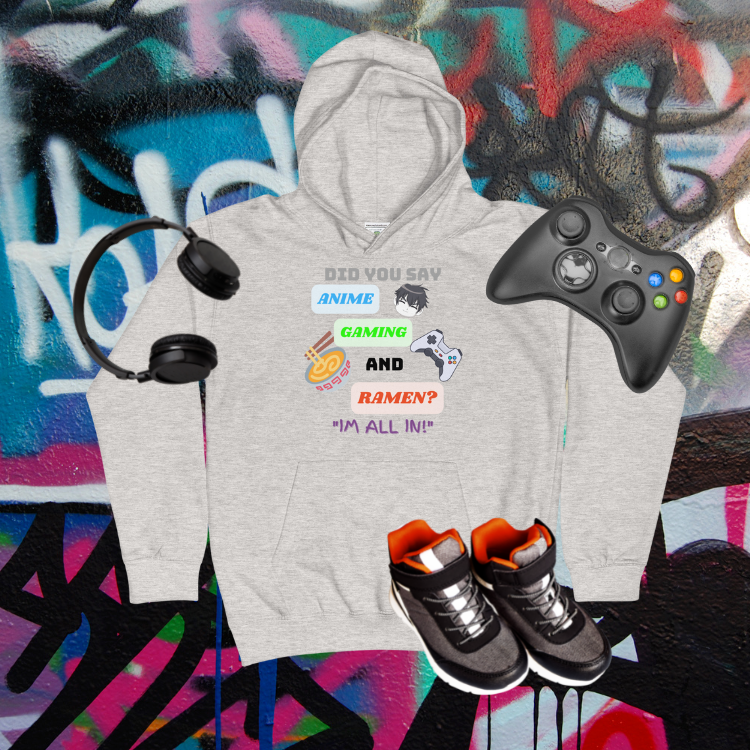 Kids Anime, Gaming and Ramen Hoodie