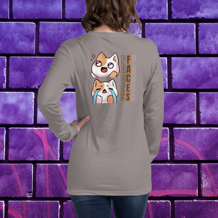 Women's Kawaii Cat Long Sleeve Tee